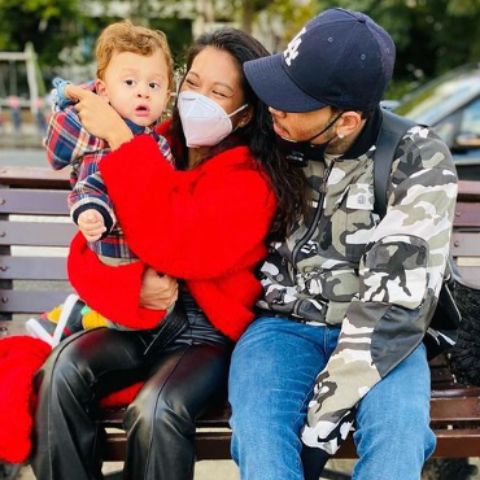 Ammika Harris with her baby papa, Chris Brown and their child, Aeko